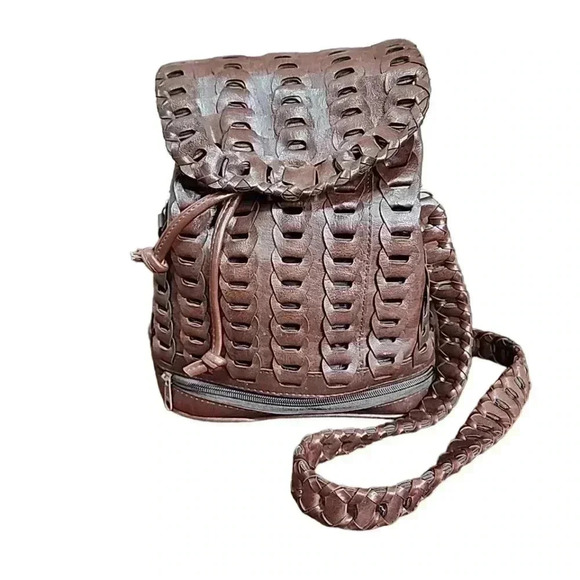 Vintage Handbags - Vintage Faux Leather Chain Woven Boho Hippie Crossbody Bag – Beautiful Purse